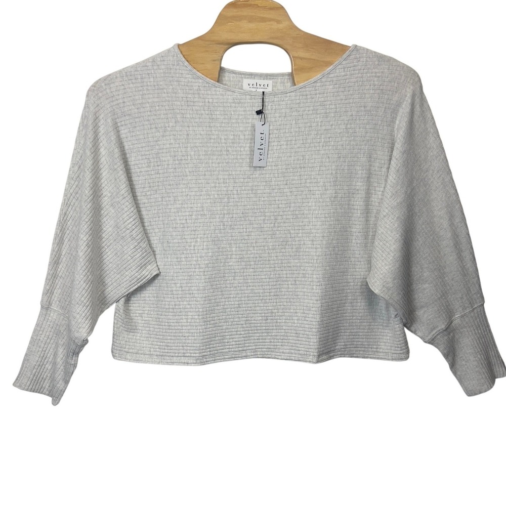 Velvet Graham & Spencer Pepper Dolman Sleeve Boatneck Lux Rib Sweater Ash 2X USA